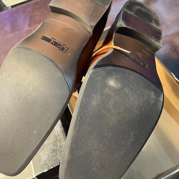 New Stacy Adams Square Toe Lace Up Dress Shoe Men's 10.5 M‎ Cognac Brown - Picture 14 of 15